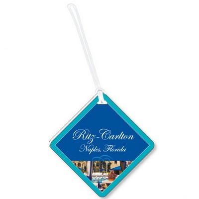 Extra Thick Plastic Custom Tag .060 white styrene 12.1 to 16 sq/in, Full Colour with 9" Loop